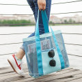 Large Capacity Travel Pool Waterproof PU Foldable Luxury Bag Exterior Zipper Pocket Mesh Shopping Beach Bag with Tote
